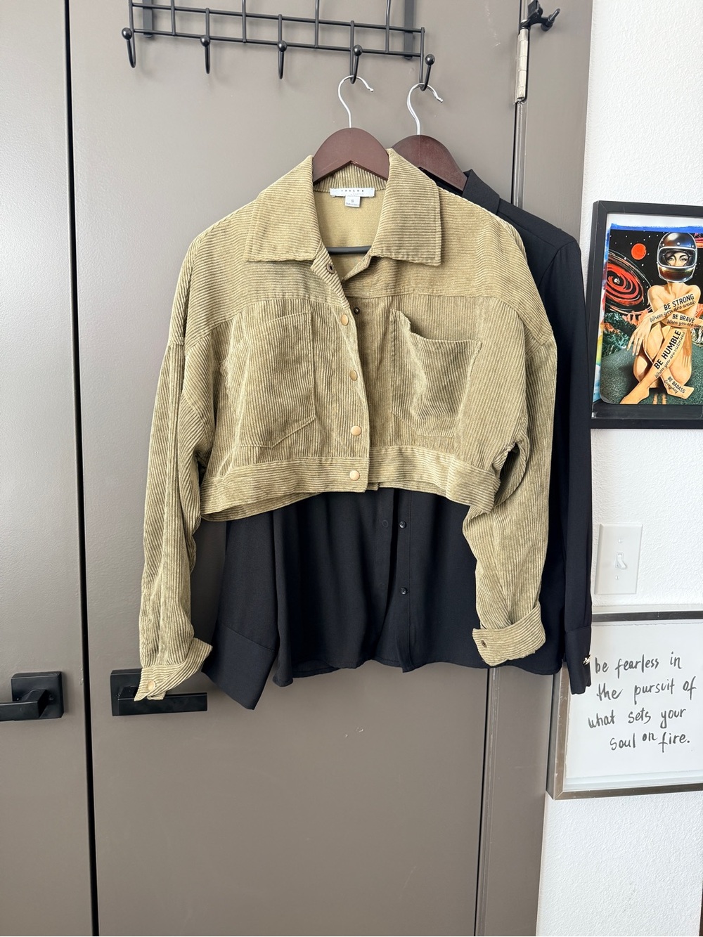 Corduroy Cropped Jacket in Olive Green